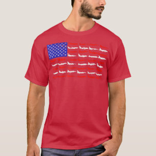 Vintages Retro-amerikanisches Flag-Flugzeug am 4. T-Shirt