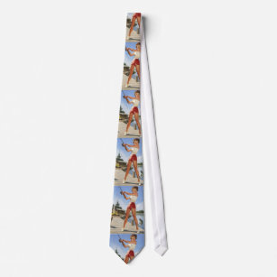 Vintages Retro-Angeln Pinup Girl Krawatte