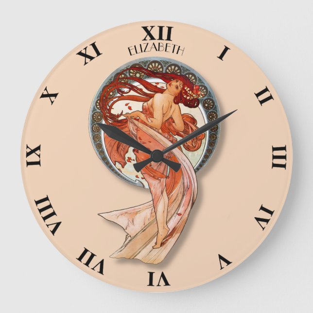 Vintages Retro Art Nouveau Beautiful Dancing Große Wanduhr (Vorderseite)