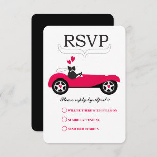 Vintages Retro-Auto rosa Konvertible Hochzeit RSVP