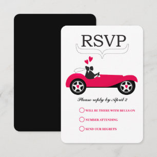 Vintages Retro-Auto rosa Konvertible Hochzeit RSVP Karte