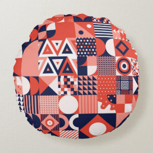 Vintages Retro-Bauhaus-Design Vintager nahtloser T Rundes Kissen