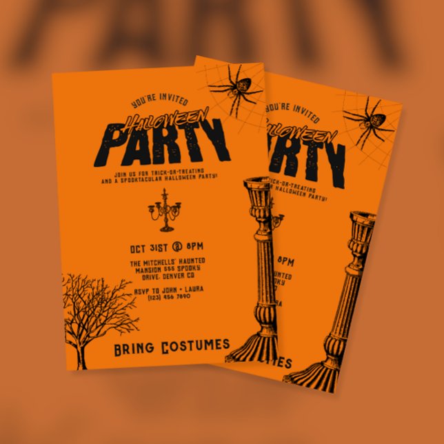 Vintages Retro-Beängstigendes Halloween-Party Einladung (Von Creator hochgeladen)