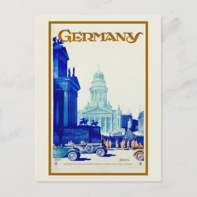 Vintages Retro Berlin Deutschland Reiseanzeige Postkarte (Vorderseite)