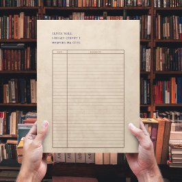 Vintages Retro-Bibliothekskartenpapier Tinte Lette Briefbogen
