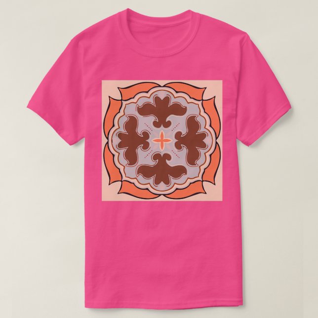 Vintages Retro-Braun-Beige Renaissance-Muster T-Shirt (Design vorne)