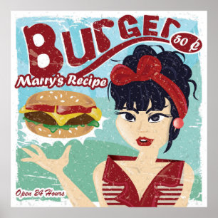 Vintages Retro Burger Diner Poster