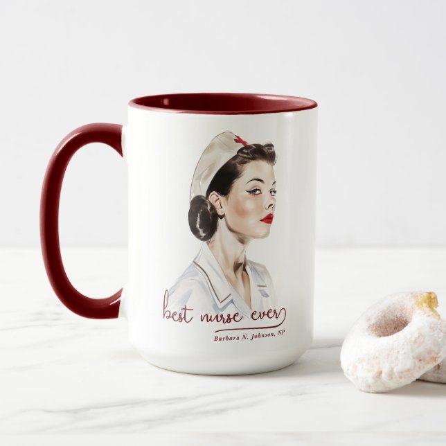 Vintages Retro-Button für die beste Krankenversich Tasse (Mit Donut)
