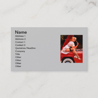 Vintages Retro Car Mechanisches Pinup Girl Visitenkarte