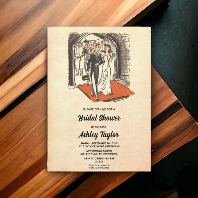 Vintages Retro-Chic Romantisches Couple-Brautparty Einladung (Von Creator hochgeladen)