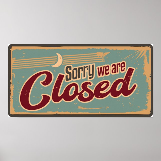 Vintages Retro Closed Sign Poster (Vorne)
