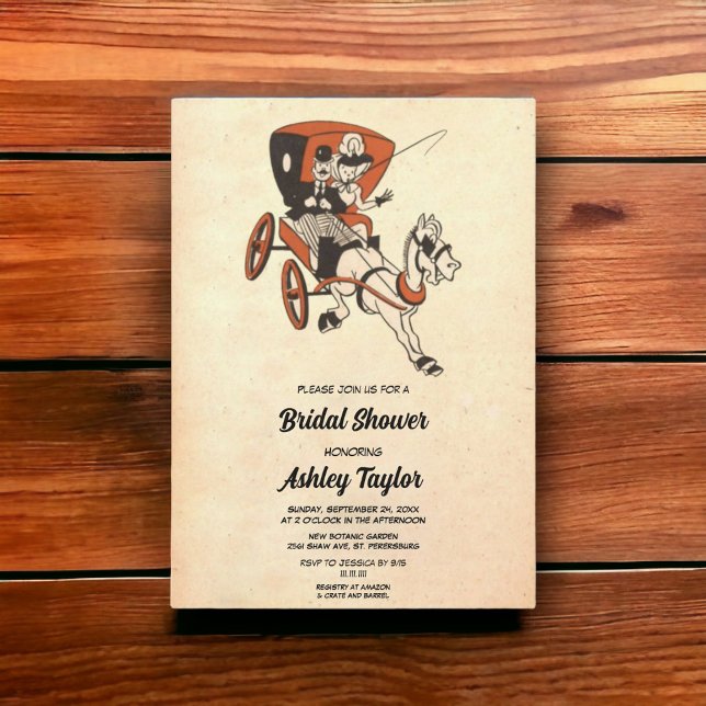 Vintages Retro-Comic Couple Stilvolles Brautparty Einladung (Von Creator hochgeladen)