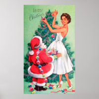 Vintages Retro-Dekor-Poster von Santa and Lady