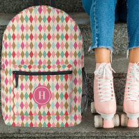 Vintages Retro-Diamant-Muster, rosa Monogramm