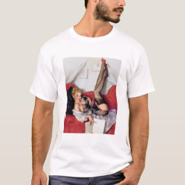 Vintages Retro Elvgren Telefon Telefon Button Up G T-Shirt