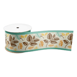 Vintages Retro-farbiges Aquamarin-gelbbraunes Gesc Satinband