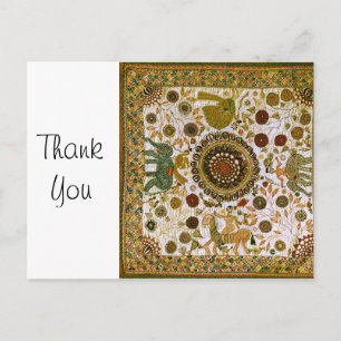 Vintages Retro-farbiges Bengali-Elefantenmuster Postkarte