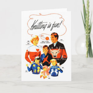 Vintages Retro Frauen-60er Stricken ist Spaß! Karte
