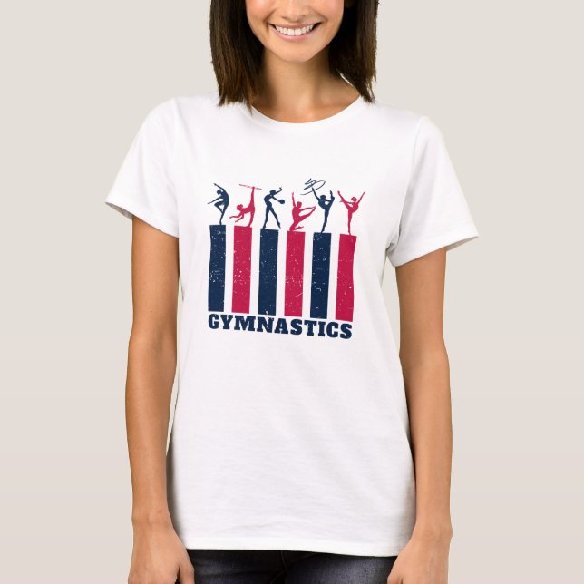 Vintages Retro Girl Gymnast Gymnastik T-Shirt (Vorderseite)