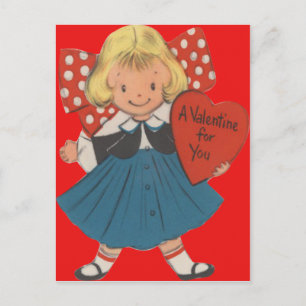 Vintages Retro Girl mit HerzValentinkarte Feiertagspostkarte