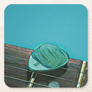 Vintages Retro-Gitarrenwerk Rechteckiger Pappuntersetzer