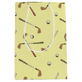 Vintages Retro Golf Golfer Club Ball Muster Gelb Mittlere Geschenktüte