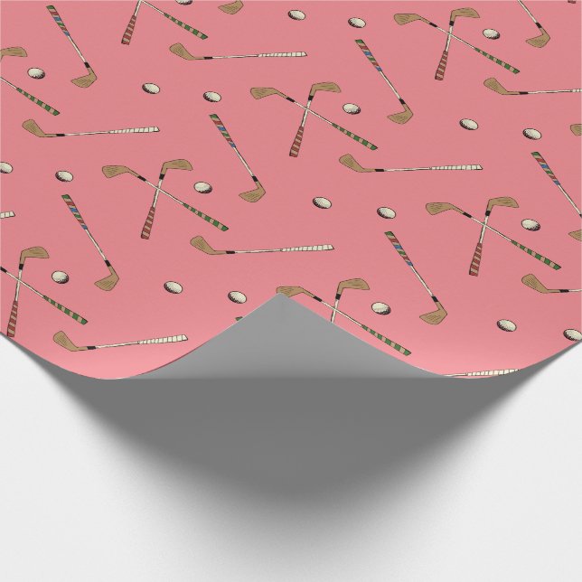 Vintages Retro Golf Golfer Clubs Balls Muster Geschenkpapier (Ecke)