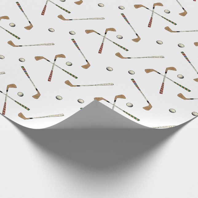 Vintages Retro Golf Golfer Clubs Balls Muster Geschenkpapier (Ecke)