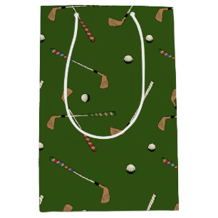 Vintages Retro Golf Golfer Clubs Balls Muster Mittlere Geschenktüte