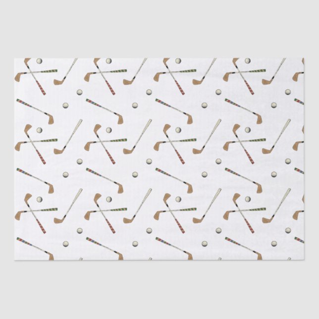 Vintages Retro Golf Golfer Clubs Balls Muster Seidenpapier (Vorderseite)