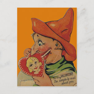 Vintages Retro Halloween Hexenkarte Feiertagspostkarte
