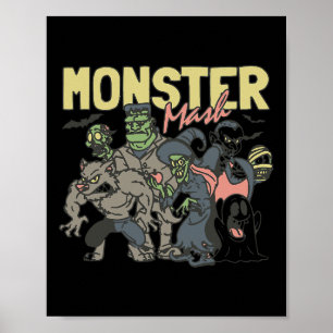 Vintages Retro Halloween Monster Mash Boo Ghost Wi Poster
