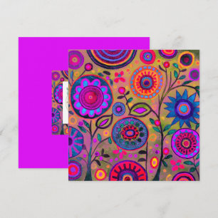 Vintages Retro-Hippie-Blume-Muster - Hot Pink Feiertagskarte