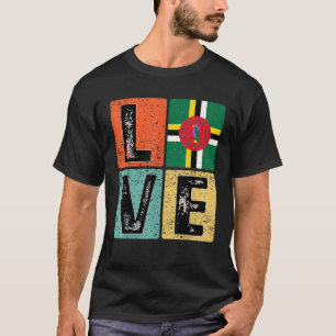 Vintages Retro I Liebe Dominica Flag Dominikanisch T-Shirt