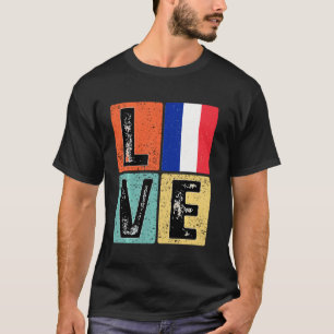 Vintages Retro I Liebe Frankreich Flaggenstaat für T-Shirt