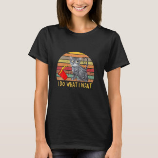 Vintages Retro Ich tue, was ich meine schwarze Kat T-Shirt