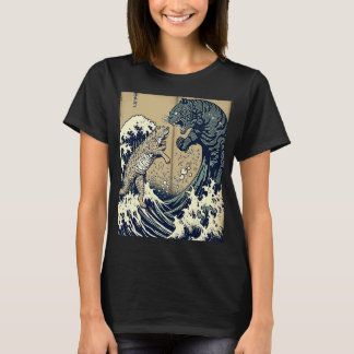 Vintages Retro Japanisches Katzenmonster T-Shirt