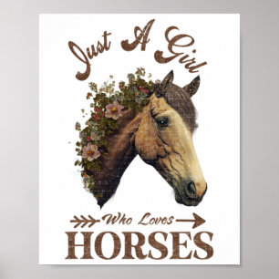 Vintages Retro Just a Girl Lieben Pferde8 Poster