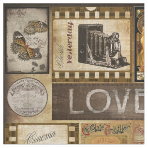 Vintages Retro-Kino, Braunfilm, Grunge, Malerei Stoff