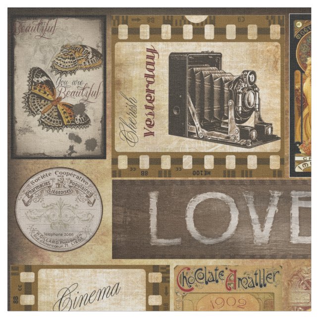 Vintages Retro-Kino, Braunfilm, Grunge, Malerei Stoff (Nahaufnahme)