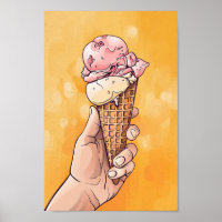 Vintages Retro-Kunstwerk aus Eiscreme