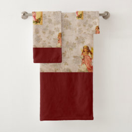 Vintages Retro mit Spitzen und Blume auftragen Badhandtuch Set