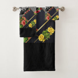 Vintages Retro mit Spitzen und Blume auftragen Badhandtuch Set