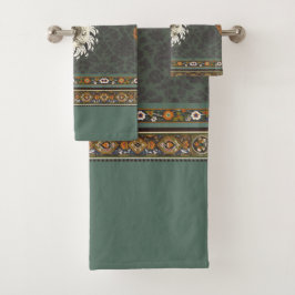 Vintages Retro mit Spitzen und Blume auftragen Badhandtuch Set