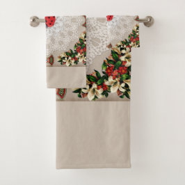 Vintages Retro mit Spitzen und Blume auftragen Badhandtuch Set