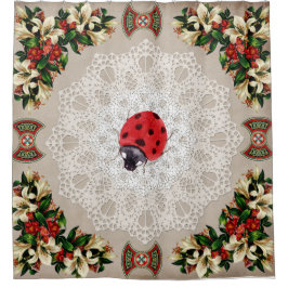 Vintages Retro mit Spitzen und Blume auftragen Duschvorhang