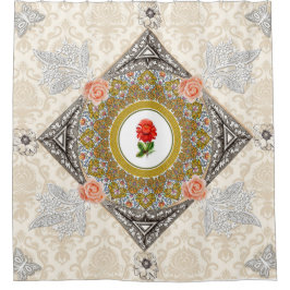 Vintages Retro mit Spitzen und Blume auftragen Duschvorhang