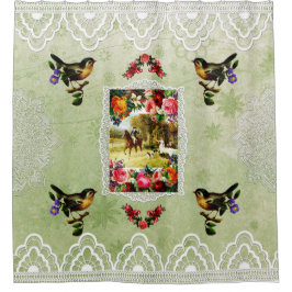 Vintages Retro mit Spitzen und Blume auftragen Duschvorhang