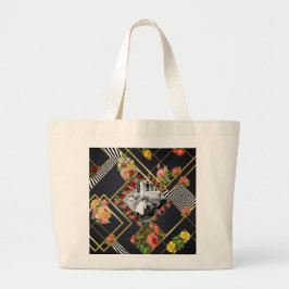 Vintages Retro mit Spitzen und Blume auftragen Jumbo Stoffbeutel