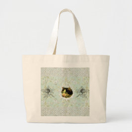 Vintages Retro mit Spitzen und Blume auftragen Jumbo Stoffbeutel